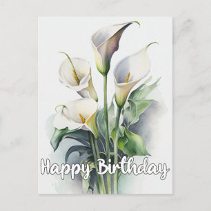 Vackra Calla Lily Blommor Grattis på Födelsedagen Helg Vykort