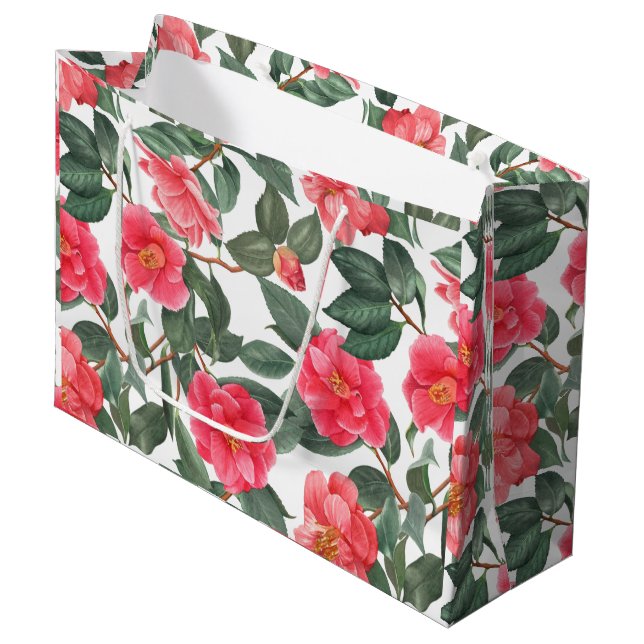 Vackra Camellia Flowers och Löv Mönster (Framsidan Vinklad)