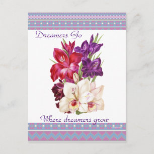 Vackra Canvas Blommigt Postcard Art Vykort
