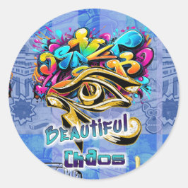 Vackra Chaos, rund Runt Klistermärke