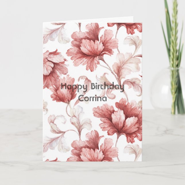 Vackra Chic Röda Blommor Födelsedag Kort (Framsida)