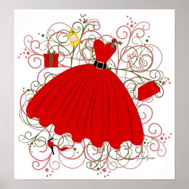Vackra Chrstmas Dress Poster (Framsidan)
