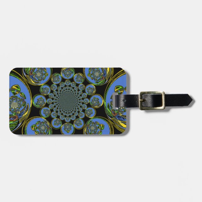 Vackra coolan royal blue black Kaleidoscope art Bagagebricka (Horisontell Framsida)