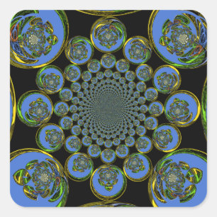 Vackra coolan royal blue black Kaleidoscope art Fyrkantigt Klistermärke