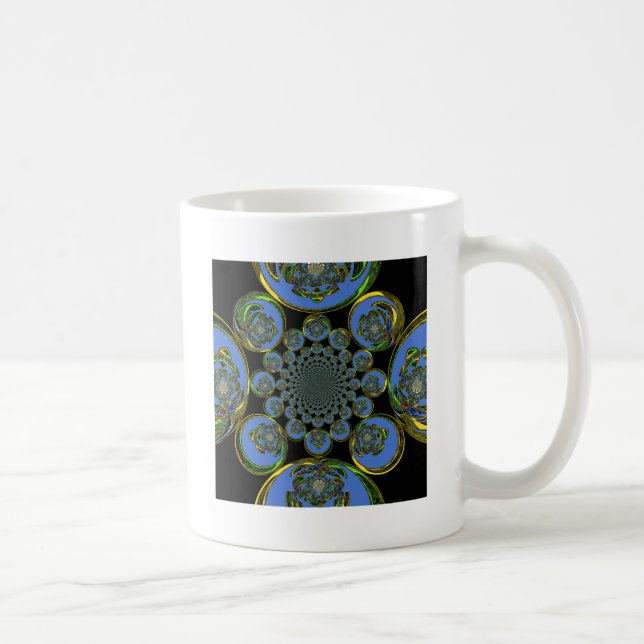 Vackra coolan royal blue black Kaleidoscope art Kaffemugg (Höger)