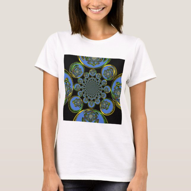 Vackra coolan royal blue black Kaleidoscope art Tee (Framsida)