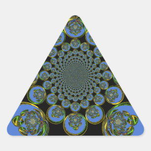 Vackra coolan royal blue black Kaleidoscope art Triangelformat Klistermärke