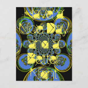 Vackra coolan royal blue black Kaleidoscope art Vykort