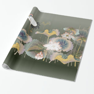 Vackra Cranes Lily Dynors Wrapping Papper Presentpapper