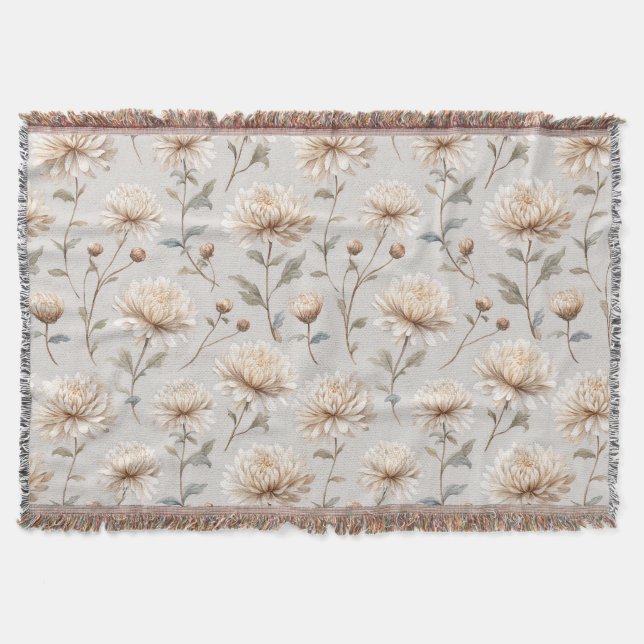 Vackra Crème Blommor Filt (Framsidan)