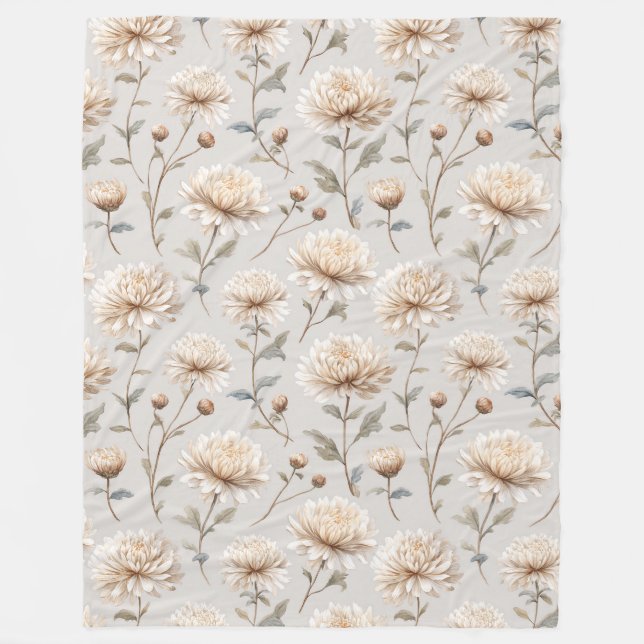 Vackra Crème Blommor Fleecefilt (Framsidan)