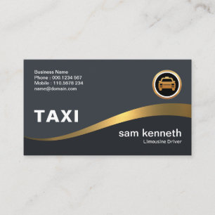 Vackra Curve Faux Guld Wave-Eleganten Grått Taxi Visitkort