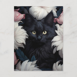 Vackra Cute Cat bland blommor Vykort