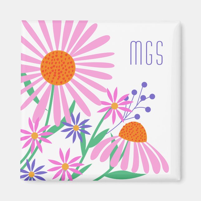 Vackra Daisy anpassningsbar monogram magnet (Framsidan)