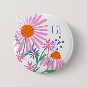 Vackra Daisy anpassningsbar-monogramknappar Knapp