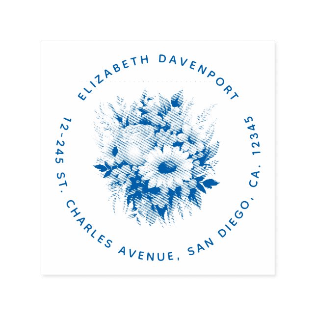 Vackra Daisy Flower Bouquet Adress Självfärgande Stämpel (Design)