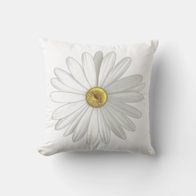 Vackra Daisyn Flower på White Kudde (Framsida)