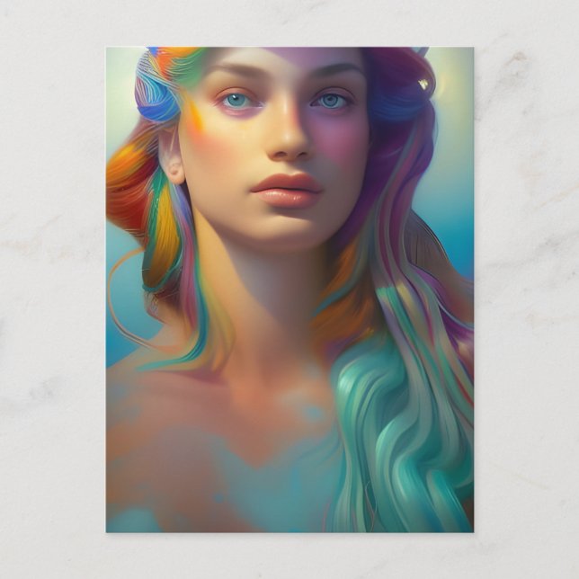 Vackra Dam i havet ett vykort för Sjöjungfru (Framsida)