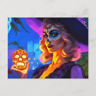 Vackra Day of the dead-kvinnor med sockerskal Vykort