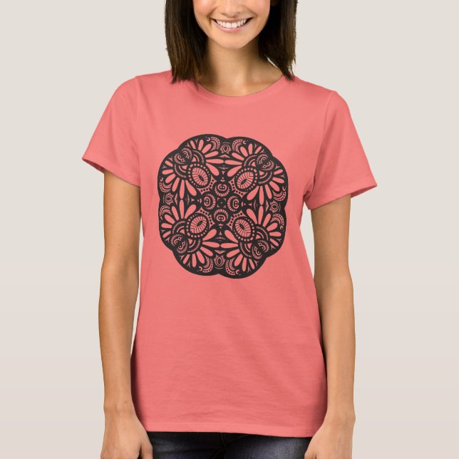 Vackra Deco Black Square Doodle Tee (Framsida)