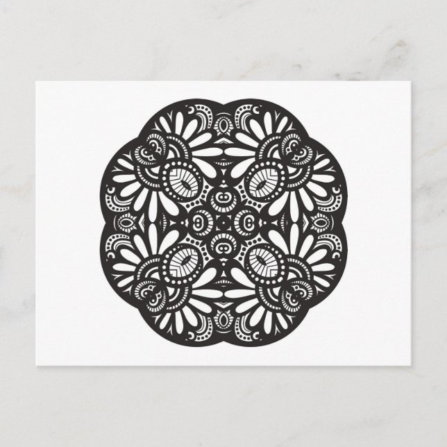 Vackra Deco Black Square Doodle Vykort (Framsida)