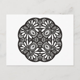 Vackra Deco Black Square Doodle Vykort