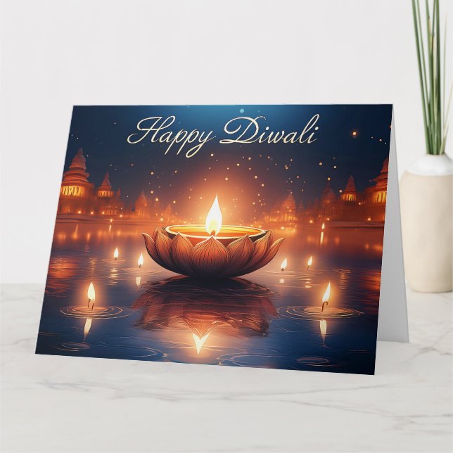 Vackra Diya ljusfestival God Diwali Kort (Framsida)