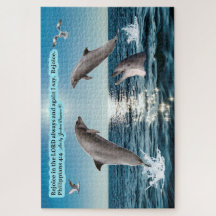Vackra Dolphin Scripture Puzzle Philippians 4:4