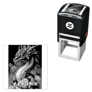 Vackra Dragon och Flowers Självfärgande Stämpel