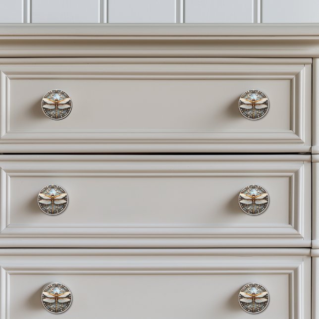 Vackra Dragonfly Gems Guld Mor i Pearl Knopp (Skapare uppladdad)