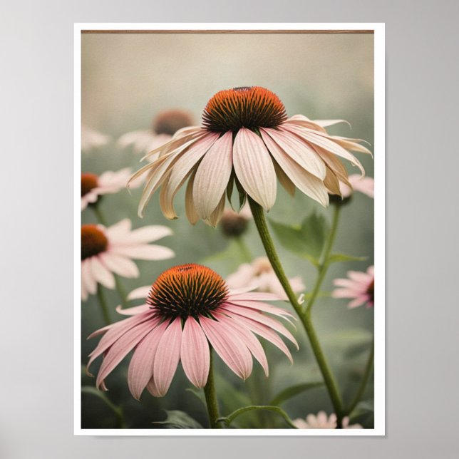Vackra Echinacea Flower Poster Wall Art (Framsidan)