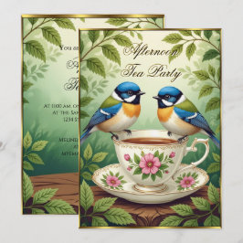 Vackra eftermiddagen Tea Party Colorful Birds Inbjudningar