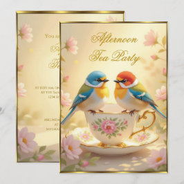 Vackra eftermiddagen Tea Party Colorful Birds Inbjudningar
