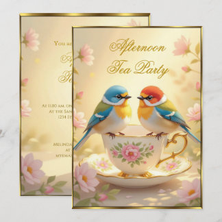 Vackra eftermiddagen Tea Party Colorful Birds Inbjudningar