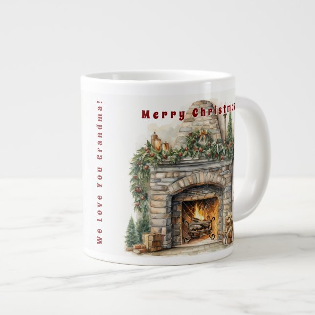 Vackra Eldstad Jul Ljusstakar Mistel Krans Jumbo Mugg (Framsida höger)