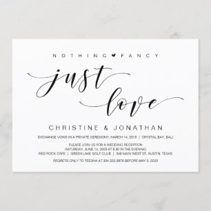 Vackra Elegance, Black, Bröllop Elopement Inbjudningar