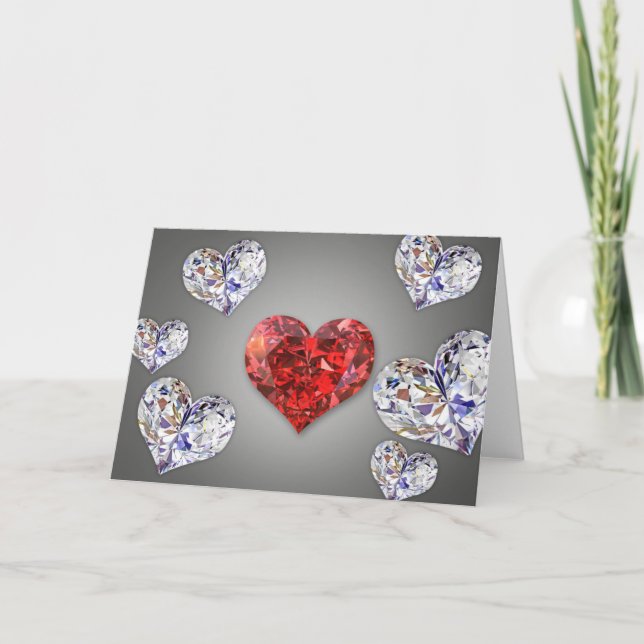 Vackra Eleganta Diamanthjärtan Kort (Framsida)