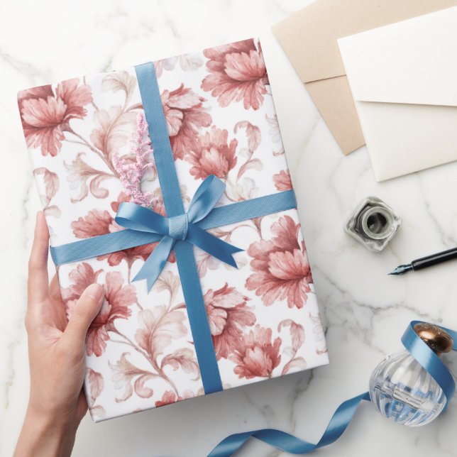 Vackra Eleganta Röda Blommor Bröllopsdusch Presentpapper (Gifting)