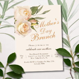 Vackra Eleganta Vita Rosor Krämig Brunch på Mors D Inbjudningar