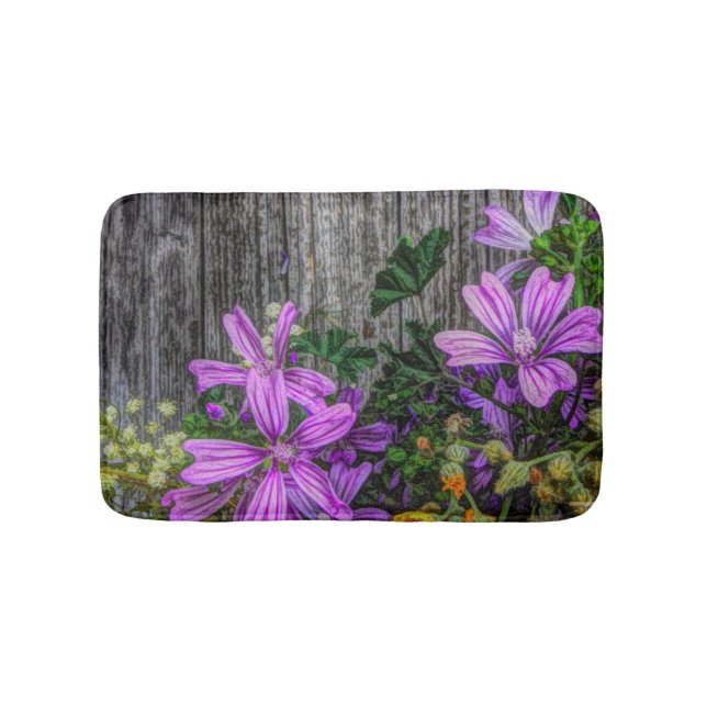 Vackra Eleganter Färgglösa Vilder Blommor Badrumsmatta (Framsidan)