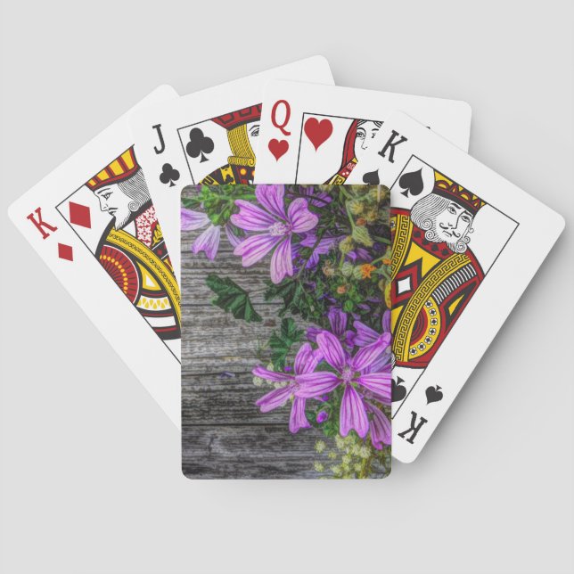 Vackra Eleganter Färgglösa Vilder Blommor Casinokort (Baksidan)