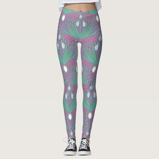 Vackra eleganter, feta snödroppar leggings (Framsida)