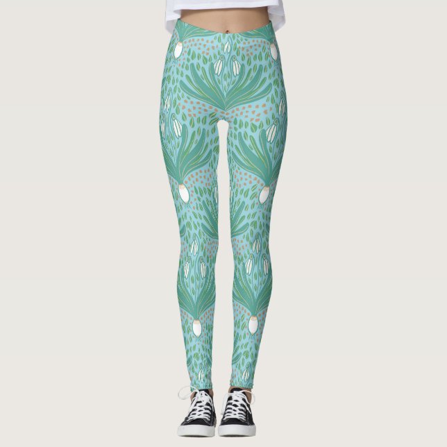 Vackra eleganter, feta snödroppar leggings (Framsida)