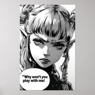 Vackra Elf Girl Manga Panel Poster