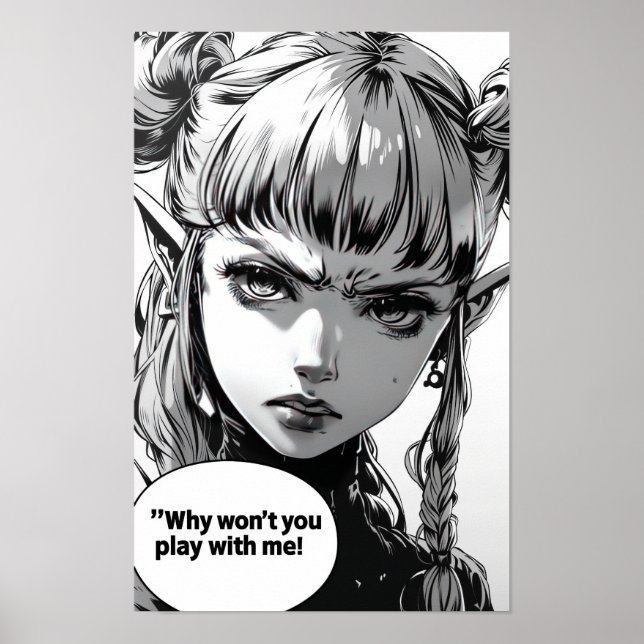 Vackra Elf Girl Manga Panel Poster (Framsidan)