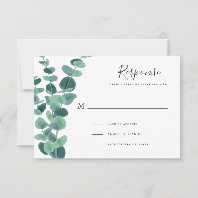 Vackra Eukalyptus Bröllop RSVP-kort OSA Kort (Framsida)