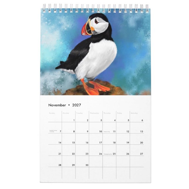Vackra fågelkalender - målning kalender (Nov 2027)