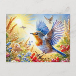 Vackra fåglar, sommarlandskap 3 vykort