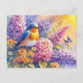 Vackra fåglar, sommarlandskap 6 vykort