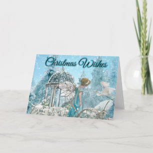Vackra Fairy och Bird Winter-jul Helgkort